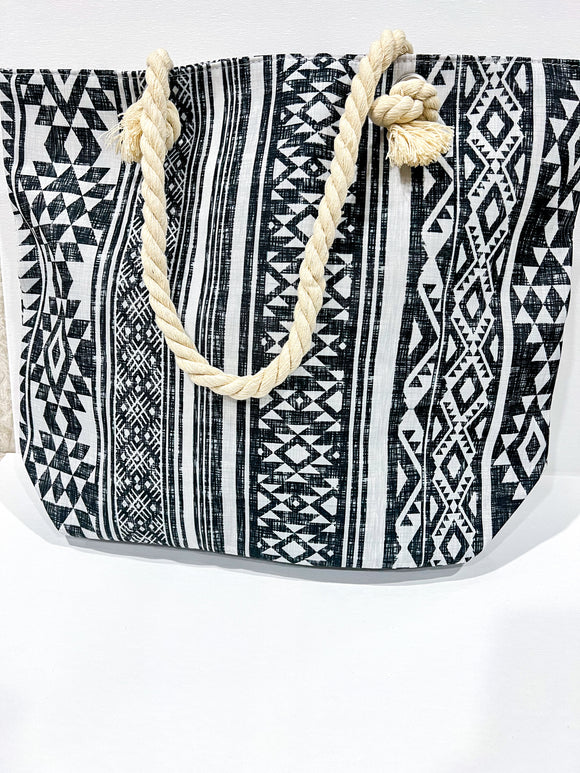 Bound to Be At The Beach Aztec Print Tote Bag