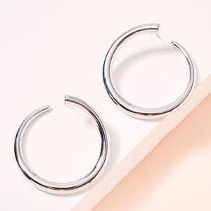Curved Metal Open Hoop Earrings
