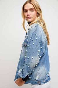 PEARL EMBELLISHMENTS DENIM JACKET