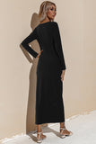 Lady Long Black Dress With Side Buttons