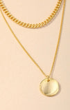 Layered Chain Coin Disc Charm Necklace